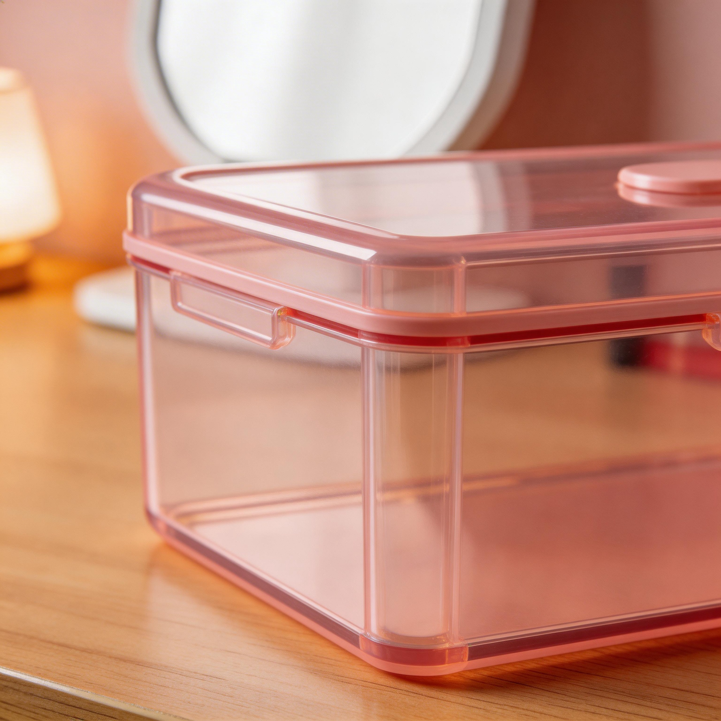 Sleek & Transparent | Premium Plastic | Modern Desk Organizer | Perfect Gift for Neat Freaks | Elegant Pink Design