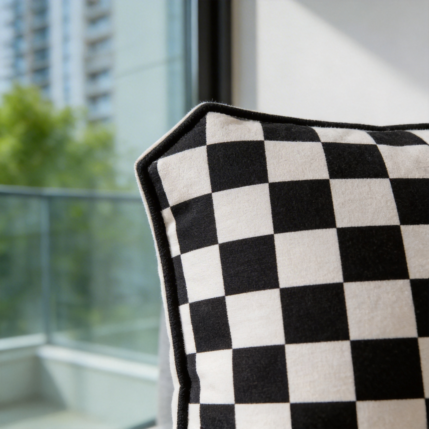 Modern Chic | Cotton Fabric | Stylish Living Room Décor | Perfect Gift for Trendsetters | Bold Checkered Design