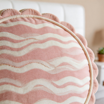 Adorable Round Pillow | Soft Velvet | Cute Home Decor | Perfect Gift for Cozy Spaces | Sweet Pink & White Stripes