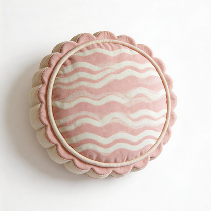 Adorable Round Pillow | Soft Velvet | Cute Home Decor | Perfect Gift for Cozy Spaces | Sweet Pink & White Stripes