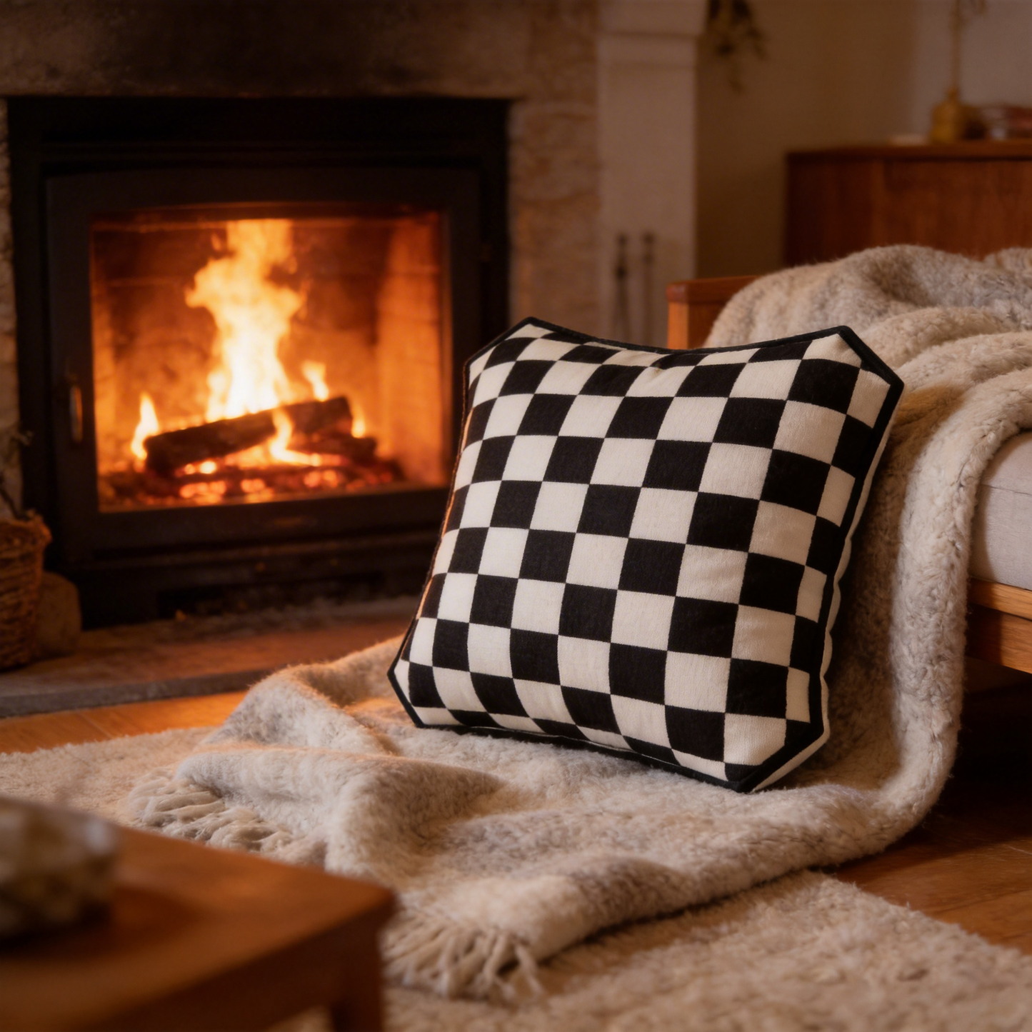 Modern Chic | Cotton Fabric | Stylish Living Room Décor | Perfect Gift for Trendsetters | Bold Checkered Design