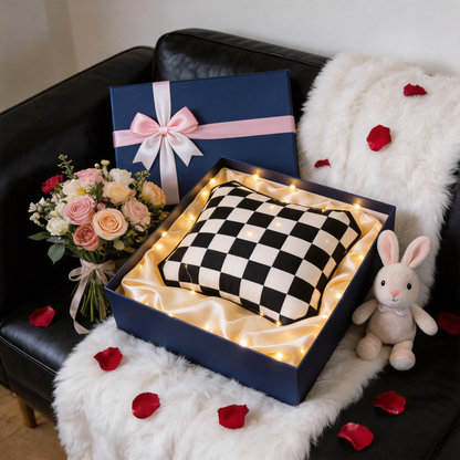 Modern Chic | Cotton Fabric | Stylish Living Room Décor | Perfect Gift for Trendsetters | Bold Checkered Design