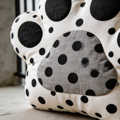 Adorable Paw Print Pillow | Soft Cotton | Cute Home Decor | Perfect Gift for Pet Lovers | Fun Polka Dot Design