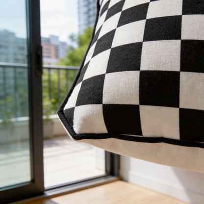 Modern Chic | Cotton Fabric | Stylish Living Room Décor | Perfect Gift for Trendsetters | Bold Checkered Design