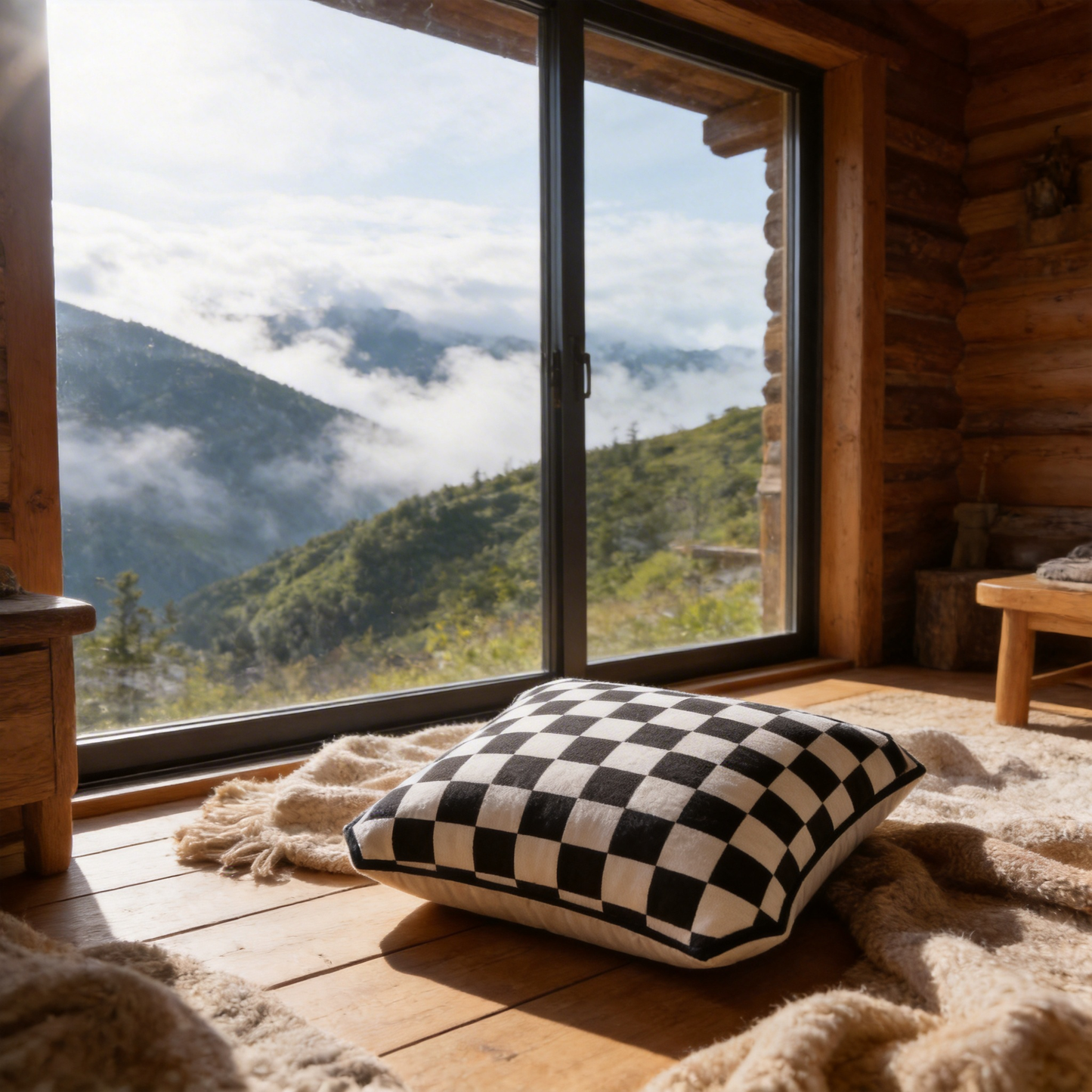 Modern Chic | Cotton Fabric | Stylish Living Room Décor | Perfect Gift for Trendsetters | Bold Checkered Design