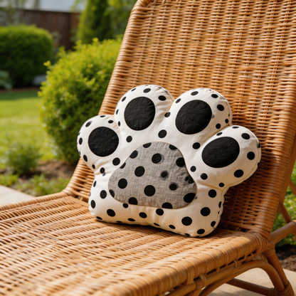 Adorable Paw Print Pillow | Soft Cotton | Cute Home Decor | Perfect Gift for Pet Lovers | Fun Polka Dot Design