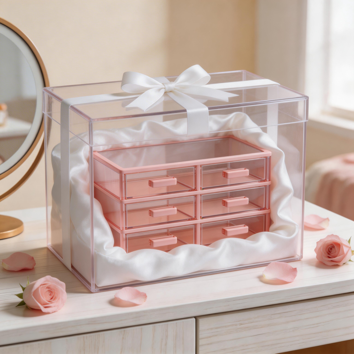 Functional Design | Transparent Plastic | Organize Your Home or Office | Perfect Gift for Tidy Enthusiasts | Sleek Pink Color