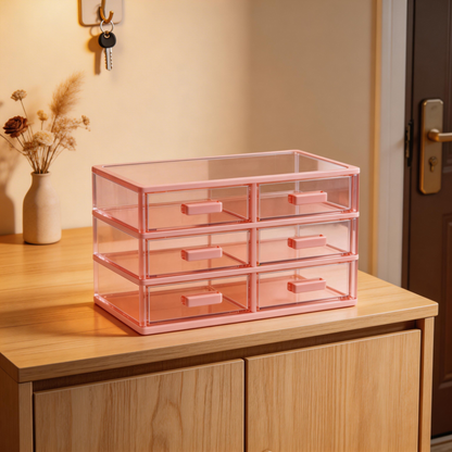 Functional Design | Transparent Plastic | Organize Your Home or Office | Perfect Gift for Tidy Enthusiasts | Sleek Pink Color