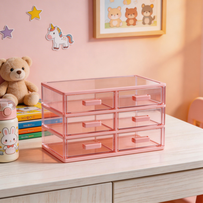 Functional Design | Transparent Plastic | Organize Your Home or Office | Perfect Gift for Tidy Enthusiasts | Sleek Pink Color