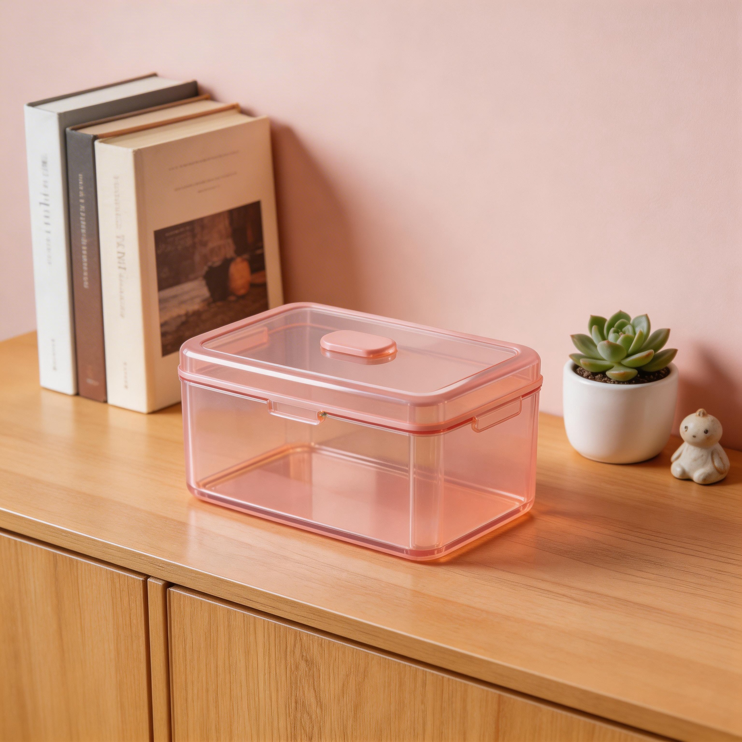 Sleek & Transparent | Premium Plastic | Modern Desk Organizer | Perfect Gift for Neat Freaks | Elegant Pink Design