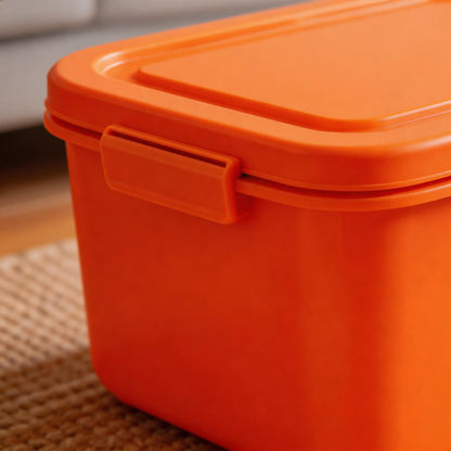 Bold & Durable | Premium Plastic | Vibrant Orange Storage Box | Perfect for Organization | Easy-to-Store Design
