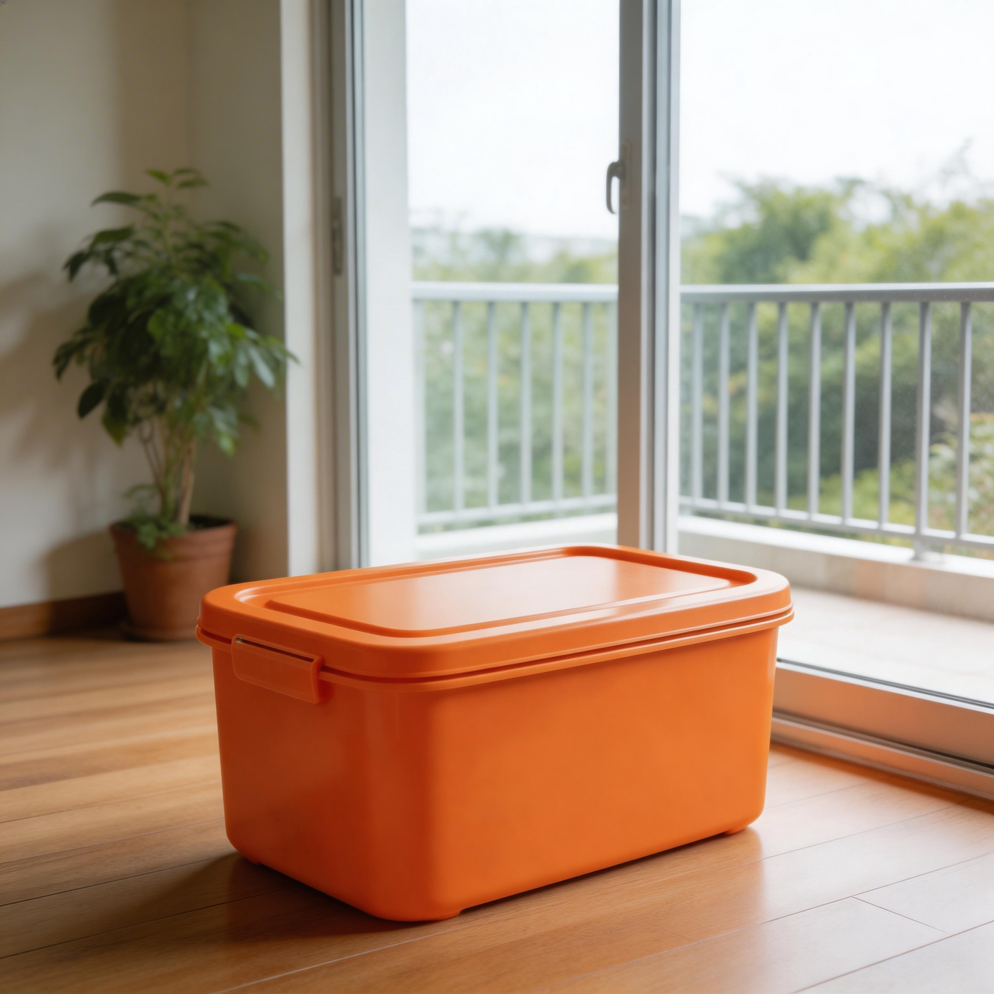 Bold & Durable | Premium Plastic | Vibrant Orange Storage Box | Perfect for Organization | Easy-to-Store Design