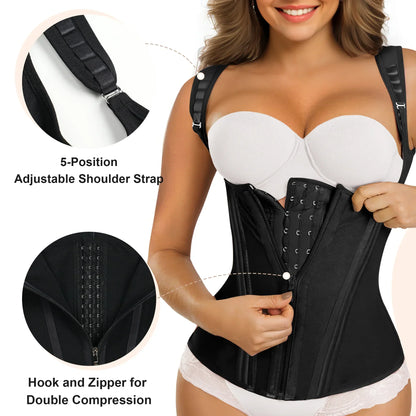15 Flexible Steel Bones Sport Waist Trainer with Shoulder Straps