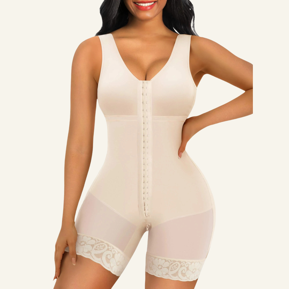 Full Body Hooked Faja Bodysuit with Zipper Crotch